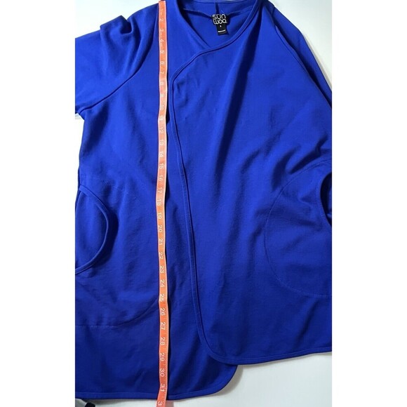 Clara Sun Woo Jacket Size S Royal Blue Drape Open Front Lagenlook Oversized - Picture 9 of 10